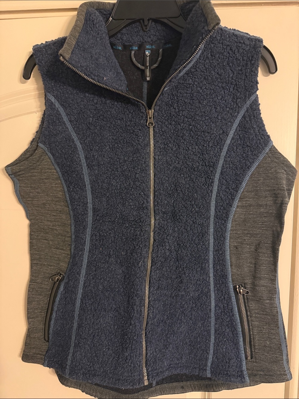 Kuhl Navy Sherpa Zip Vest with Gray Side Panels